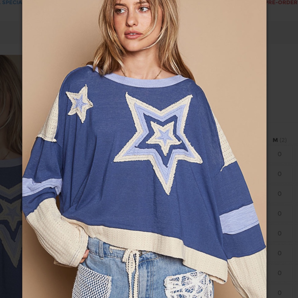 POL 💜 134 POL Star Patch Top Relaxed Fit Shirt SR20 - Picture 2 of 9